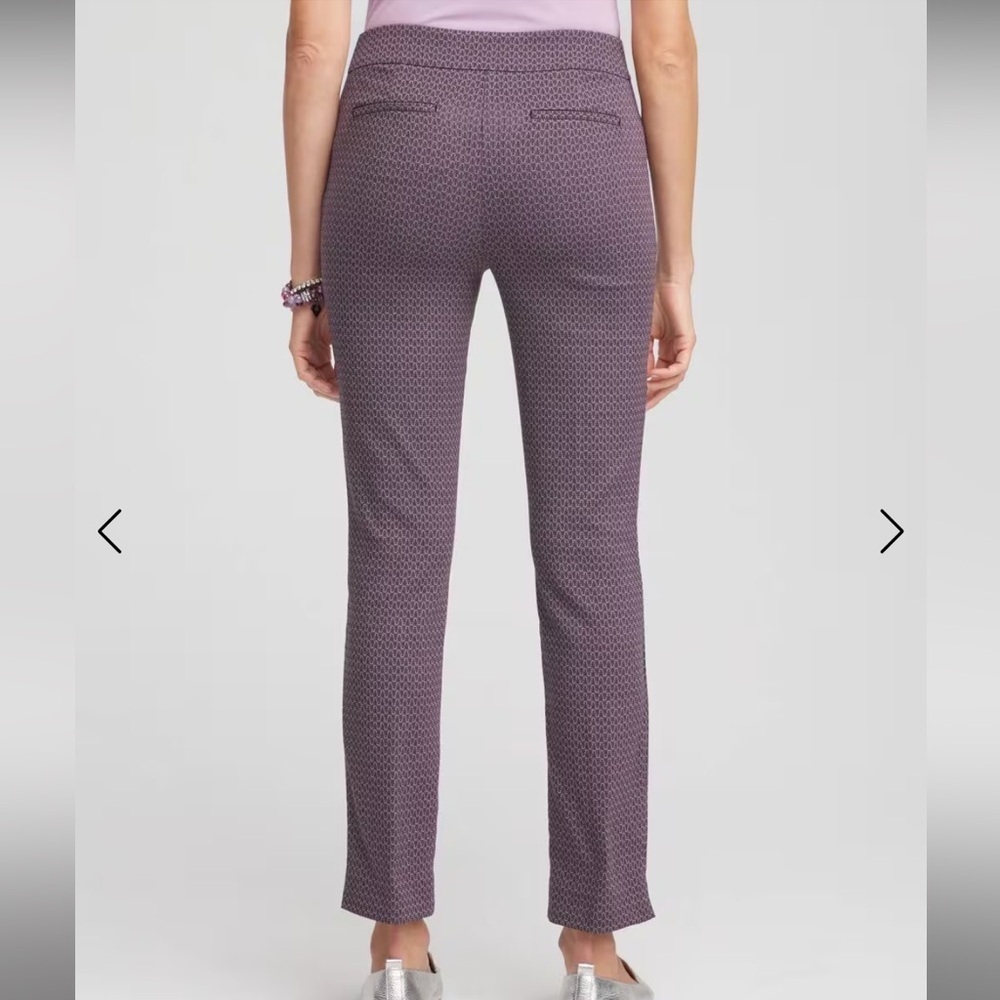 Chico's Pull On Ankle Pants Elastic Waist Purple and black Texture - Picture 14 of 14
